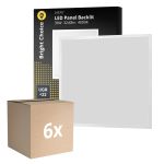 Lot 6x Bright Choice Panneau LED Backlit 36W 3240lm - 840 Blanc Froid | 60x60cm - UGR <22