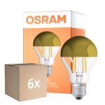 Lot 6x Osram Classic LED E27 Poire Filament Miroir Dorée 4W 400lm - 827 Blanc Très Chaud | Équivalent 35W