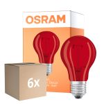 Lot 6x Osram LED Star Classic Decor E27 Poire Filament Dépolie 2.5W 45lm - Rouge | Équivalent 7W