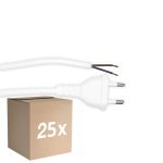 Lot 25x Noxion Euro Câble d’alimentation - C7 Europlug + Extrémités ouvertes - Blanc 2m - 2 pole 0,75mm2