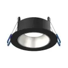 Noxion Spot LED Ares Profond ring Noir - avec Inner Cercle  Argent | Diam&egrave;tre 68mm - incl. GU10 Fitting