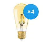 Lot 4x Osram Vintage 1906 LED E27 Poire Claire 6.5W 725lm - 824 Blanc Très Chaud | Dimmable - Équivalent 55W