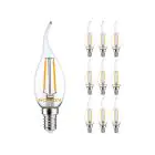 Lot 10x Noxion Lucent LED E14 Bent-tip Bougie Filament Claire 2.5W 250lm - 827 Blanc Très Chaud | Équivalent 25W