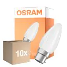 Lot 10x Osram Parathom Classic LED B22d Bougie Filament Dépolie 4.8W 470lm - 827 Blanc Très Chaud | Dimmable - Équivalent 40W