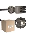 Lot 25x Noxion GST - Compatible Câble d’alimentation Noir - Femelle + Schuko Europlug - 2m - 3 pole 0.75mm2