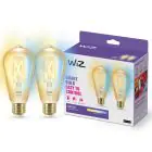Pack duo 2x WiZ Smart LED E27 Edison Filament Dorée 7W 640lm | Meilleur Rendu Des Couleurs - Dimmable - Équivalent 50W