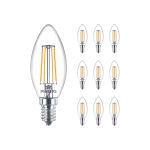 Voordeelpak 10x Philips MASTER Value LED Kaars E14 Filament Helder 3.4W 470lm - 927 Zeer Warm Wit | Beste Kleurweergave - Dimbaar - Vervangt 40W