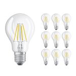 Voordeelpak 10x Osram CLASSIC LED E27 Peer Filament Helder 4W 470lm - 827 Zeer Warm Wit | Vervangt 40W