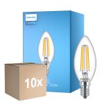 Voordeelpak 10x Philips Corepro LED Kaars E14 Filament Helder 6.5W 806lm - 827 Zeer Warm Wit | Vervangt 60W