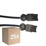 Voordeelpak 25x Noxion GST - Compatibel Verlengkabel Zwart - Mannelijk + Vrouwlijk - 3m - 3 pole 1,5mm2