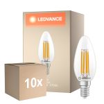 Voordeelpak 10x Ledvance Classic LED E14 Kaars Filament Helder 3.4W 470lm - 827 Zeer Warm Wit | Dimbaar - Vervangt 40W