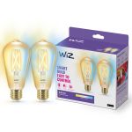 Duopak 2x WiZ Smart LED E27 Edison Filament Goud 7W 640lm | Beste Kleurweergave - Dimbaar - Vervangt 50W