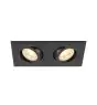 SLV New Tria 155 Spot Aluminium Zwart Vierkant | Geschikt voor 2x GU10 