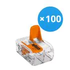 Voordeelpak 100x Wago 221-412 Verbindingsstuk Compact | 2 Kabel Aansluiting - Montageklem