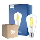 Voordeelpak 6x Philips MASTER Value LED Lamp E27 Edison Filament Helder 5.9W 806lm - 927 Zeer Warm Wit | Beste Kleurweergave - Vervangt 60W