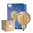Voordeelpak 4x Philips Classic LED Globe E27 200mm Filament Goud 7W 470lm - 818 Zeer Warm Wit | Dimbaar - Vervangt 40W
