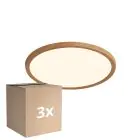 Voordeelpak 3x Nordlux LED Plafondlamp Oja 29 Hout 18W 1600lm - 827 Zeer Warm Wit | 3-Staps Dimbaar 